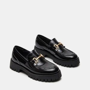 Steve Madden Platform Loafers Lando Black Leather